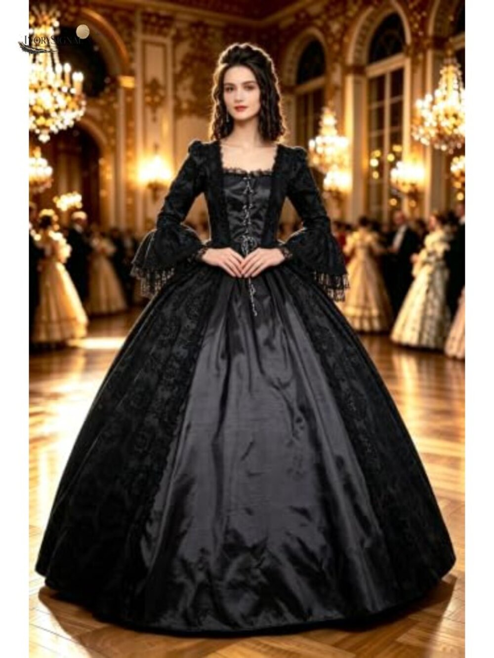 Victorian Rococo Satin Ball Gown Long Dress Steampunk Theater - Picture 3 of 5